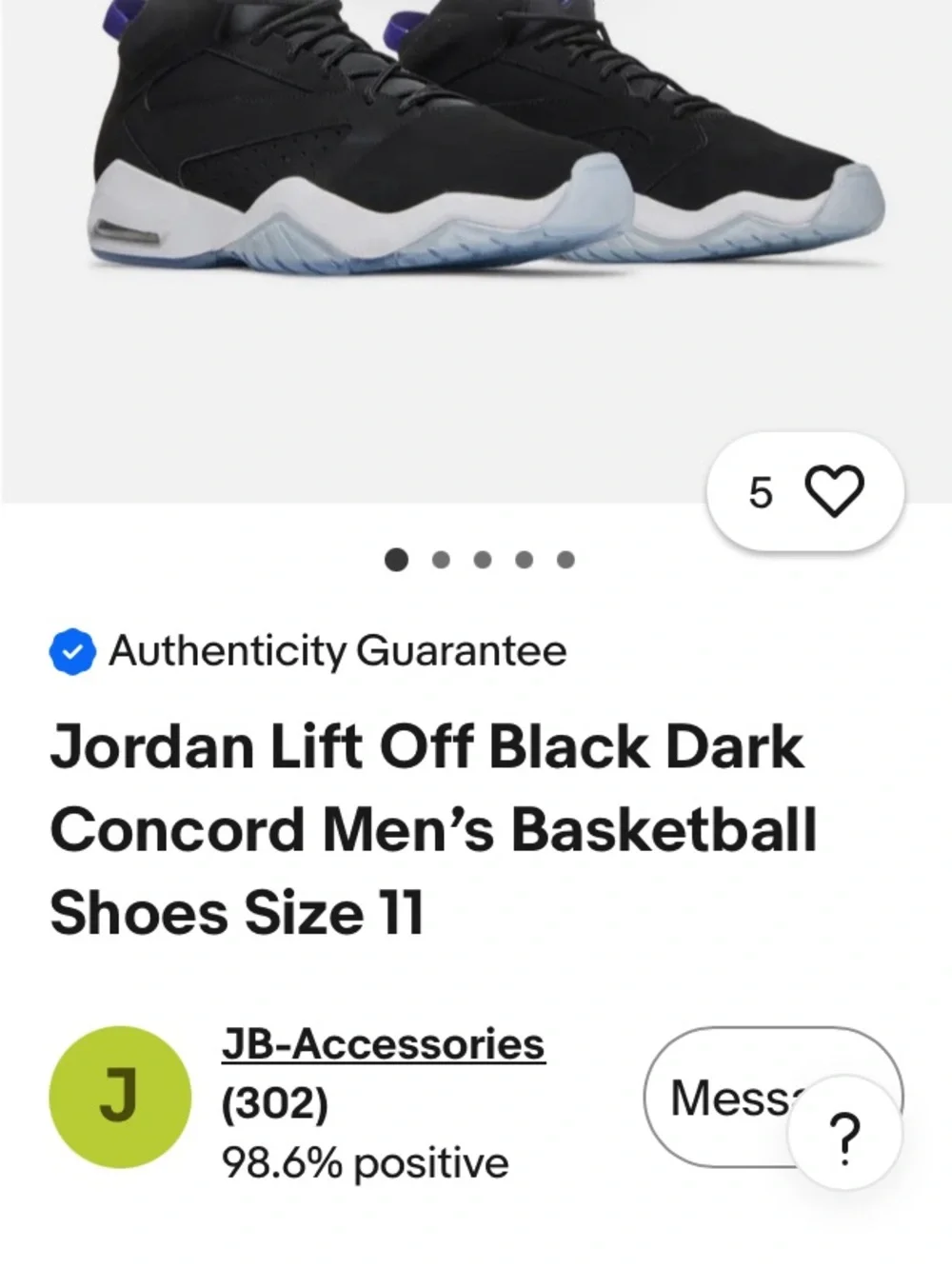 Jordan Men’s lift off black dark concord size 11